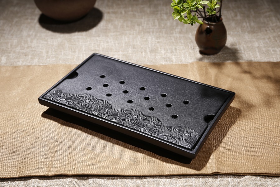 (09710)陆宝  镜清凌波茶盘-雅致黑