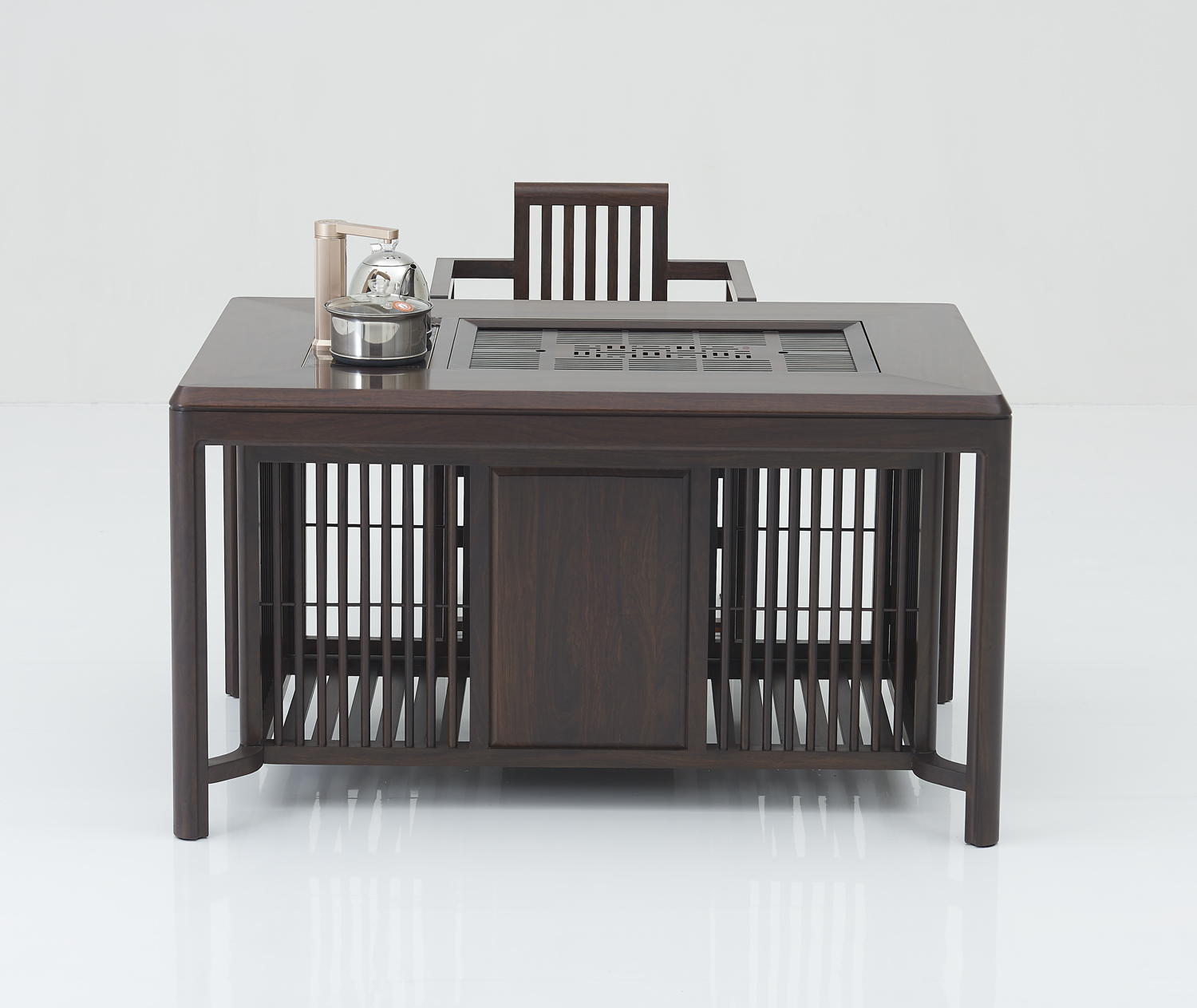 (92218)汉唐茶桌  黑紫檀闲庭桌B款 (电框37*20)