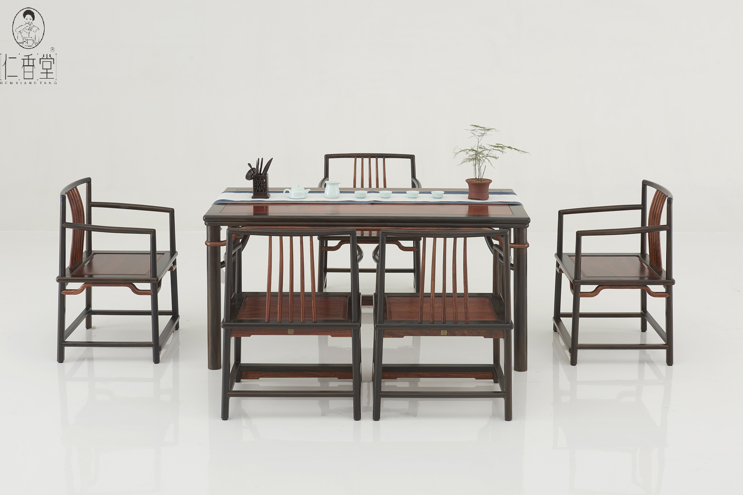 (92471)汉唐茶桌  双色明式桌(B-1) (黑酸枝+刺猬紫檀)