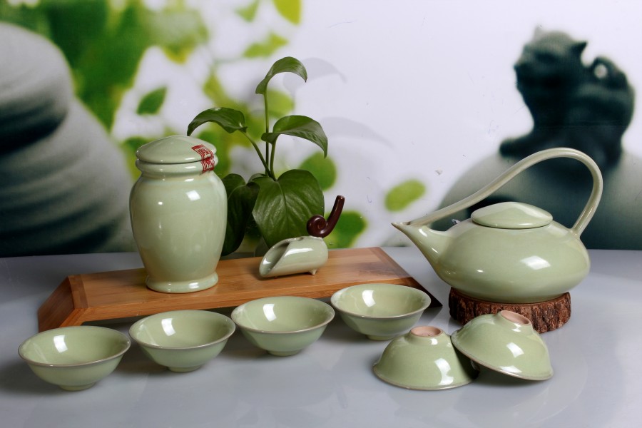 (00030)陆宝  能量提梁壶茶组9件式 (芽绿)