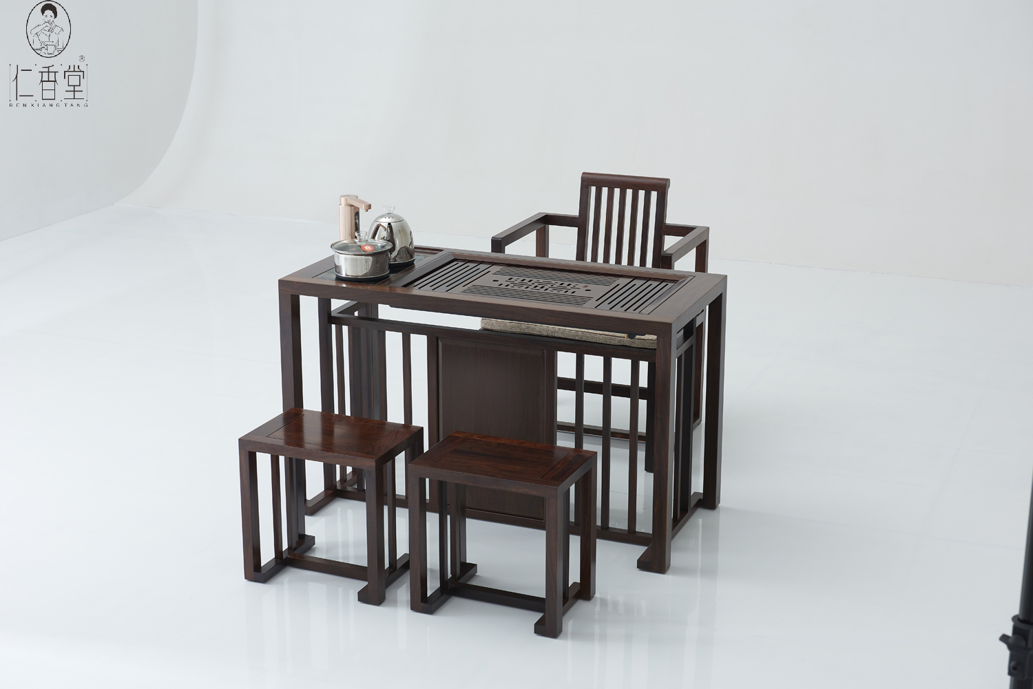 (92157)汉唐茶桌  习茶桌B款-黑紫檀 (电框37*20)