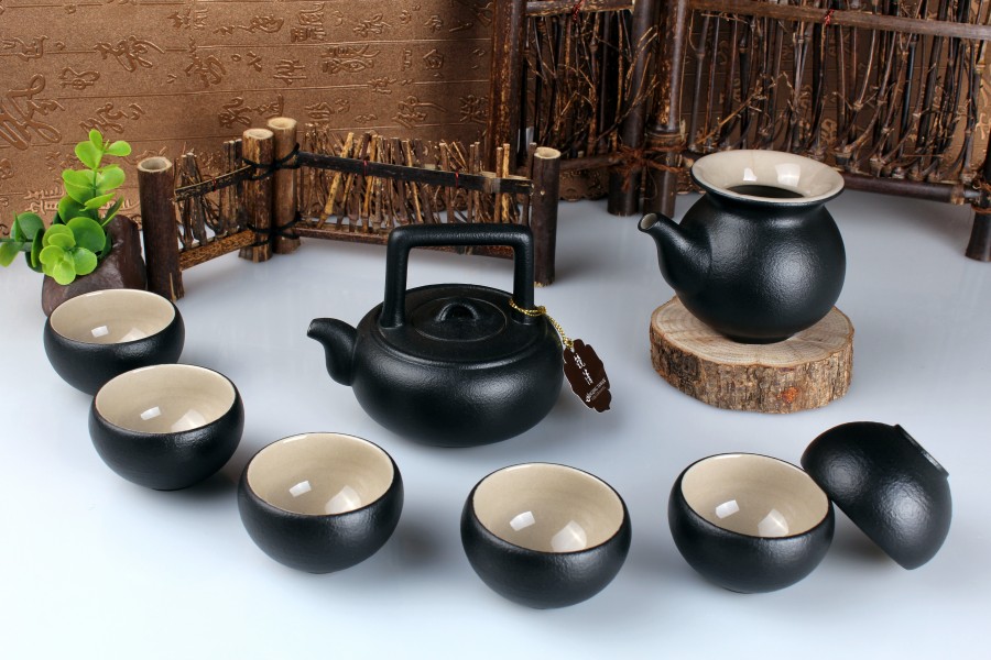 (05969)陆宝  镜清方圆提梁茶组 (雅致黑)