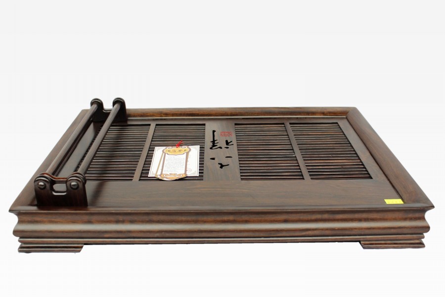 (00001)汉唐茶盘  吉祥-黑紫檀(带杯架)